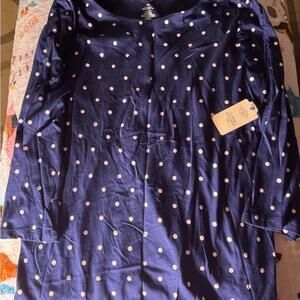 Navy Blue Polka Dot Long Sleeve Top - Size XXL